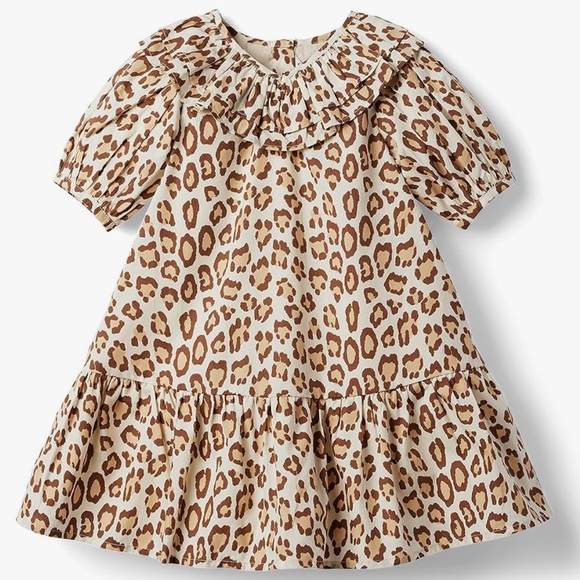 NEW Janie and Jack Leopard Puff Sleeve Ruffle Dress 2T - Picture 1 of 7